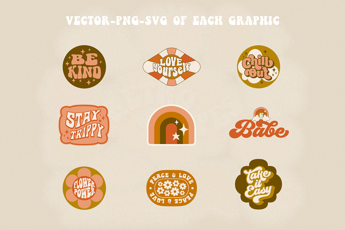 70s Retro Hippie Graphics, an Illustration by Summit Avenue (Photo 3 of 8)