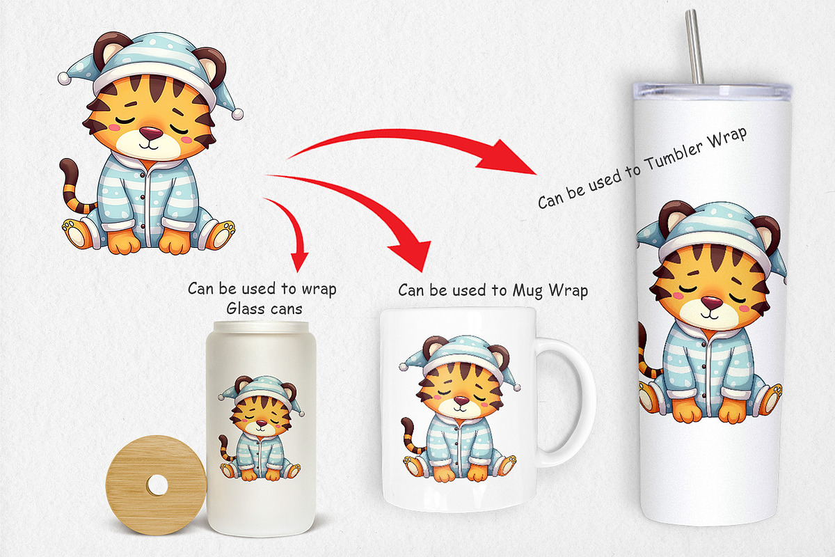 Sleepy Tiger Clipart, a Graphic by Artnoy (Photo 4 of 5)