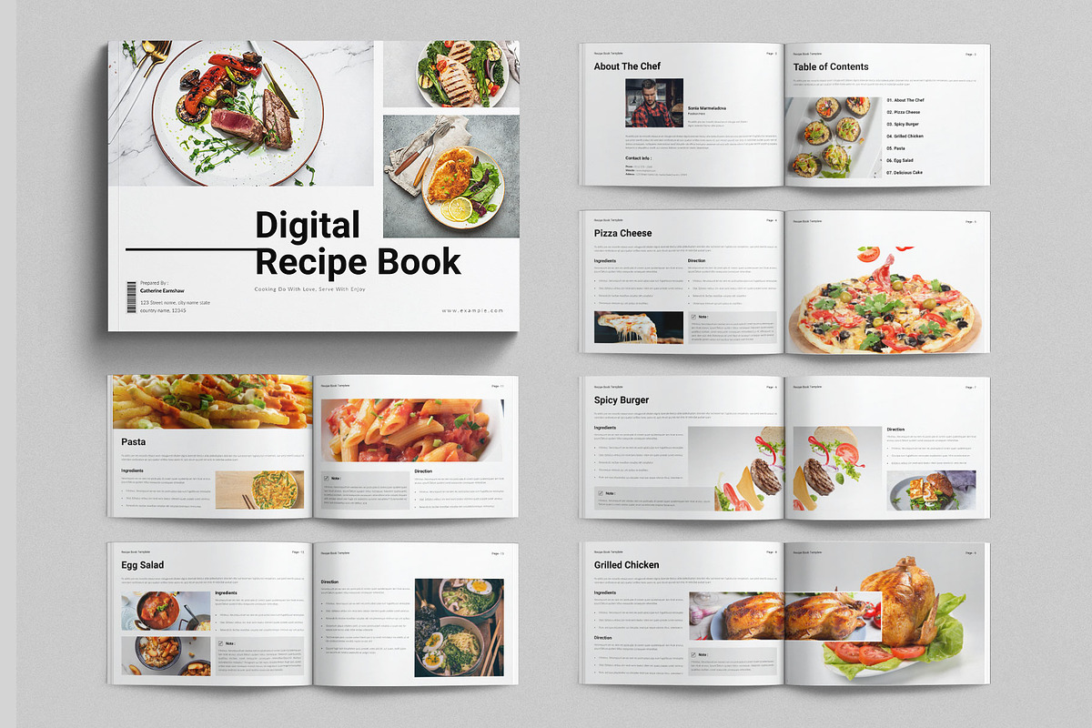 Digital Recipe Book Template, a Brochure Template by E-Type (Photo 1 of 7)