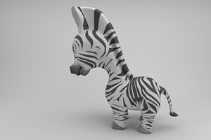 Rigged And Animated Cartoon Zebra