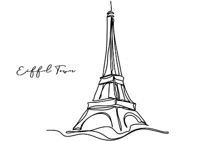 Eiffel Tower Line Art Illustration#4