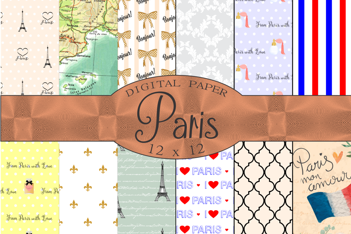 Paris Digital Paper, France, a Pattern Graphic by Kiwi Fruit Punch (Photo 1 of 2)