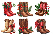 Christmas Cowboy Boots Clipart, an Illustration by Designworld (Thumbnail 5 of 6)