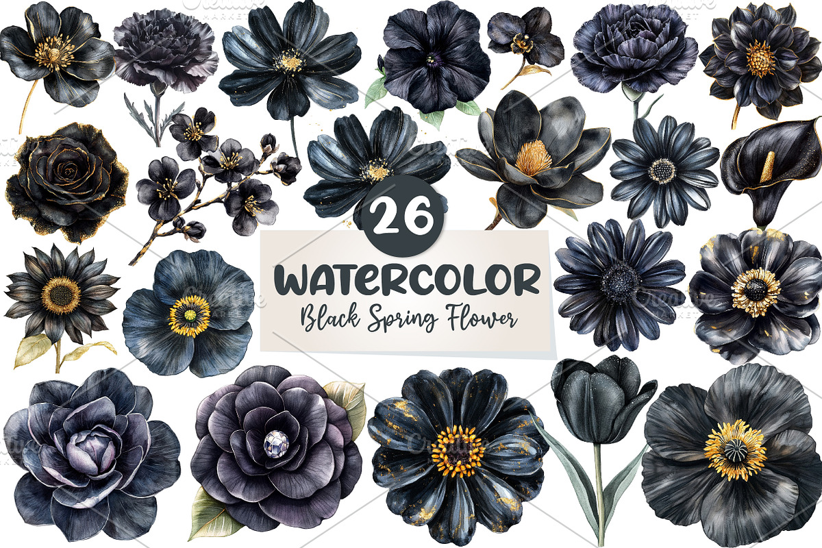 Glitter Luxury Black Spring Flower, an Illustration by CreationArt (Photo 1 of 5)