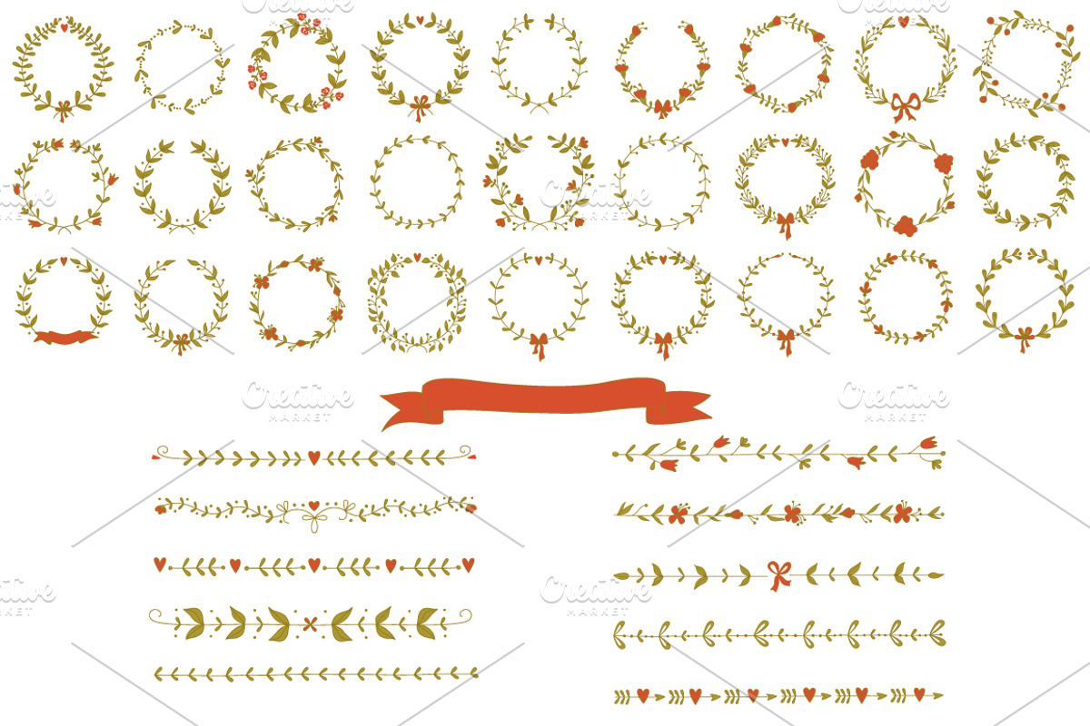 38 different wreaths & borders preview 3