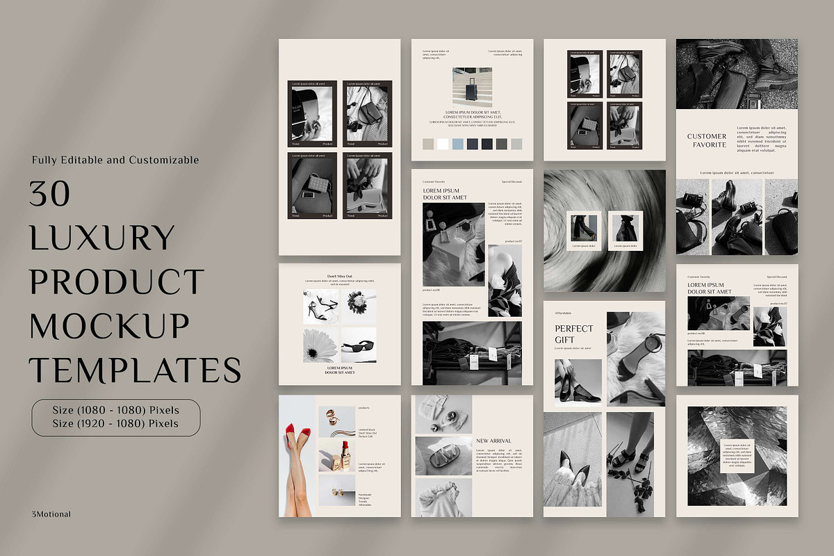 60 Luxury Product Mockup Templates, a Social Media Template by 3Motional (Photo 9 of 10)