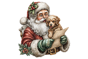 Santa With Dog Clipart PNG, a Seasonal Illustration by Memories By Lea (Thumbnail 10 of 19)