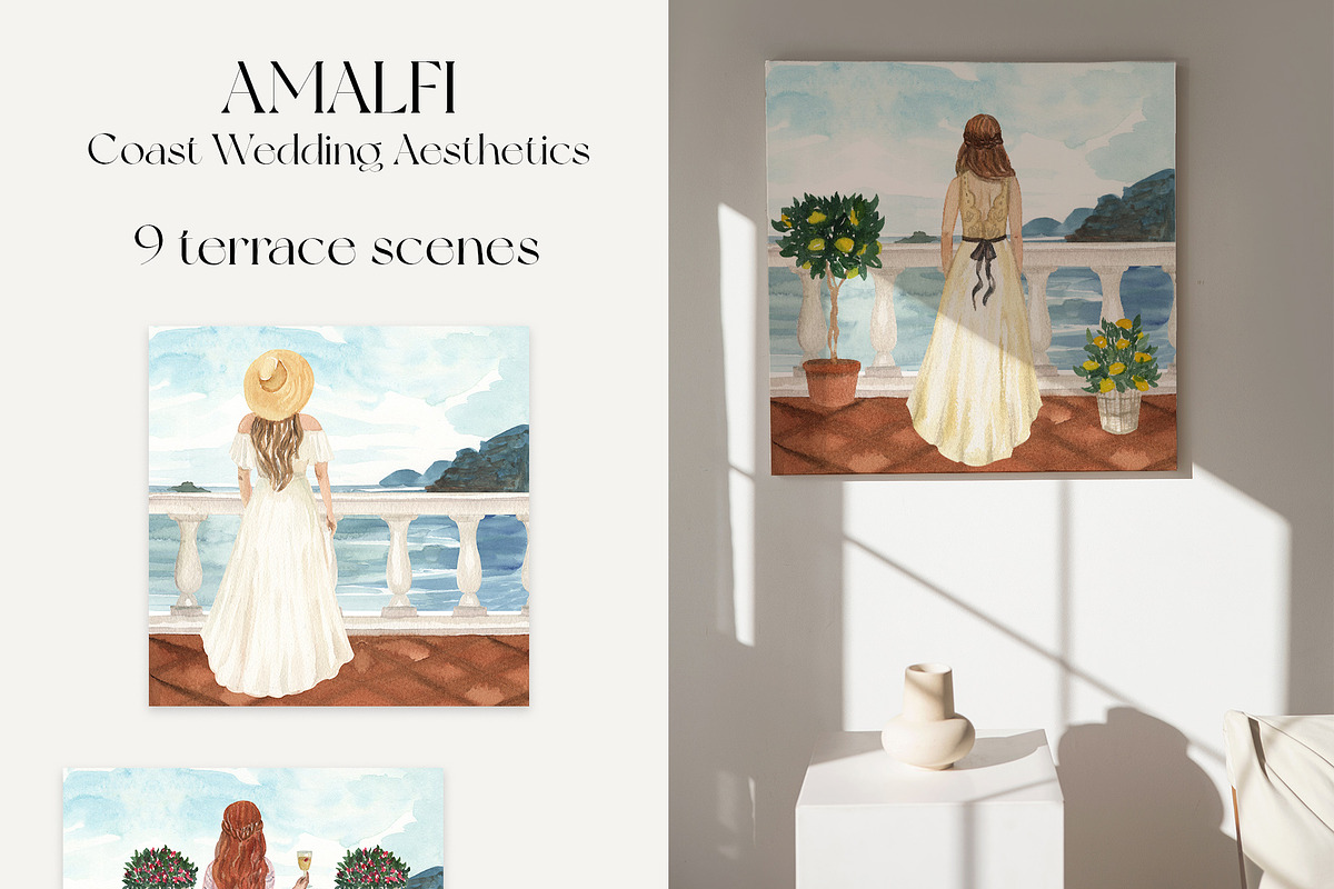 Amalfi Coast Mediterranean Wedding, a Decorative Illustration by Catch the Dream Art (Photo 13 of 17)