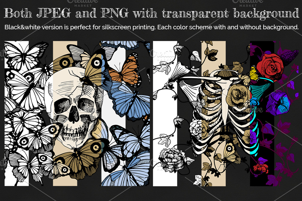 Skulls & Bones set, a Decorative Illustration by CatMadePattern (Photo 3 of 7)