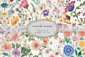 VINTAGE BLOOM Motifs Seamless Bundle