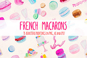 35 Yummy French Macarons Watercolor, a Food Illustration by Violet LeBeaux (Thumbnail 1 of 3)