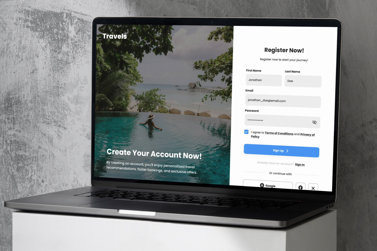 Travel Login & Register Form Design, an UI Kit Template by twinstd (Photo 4 of 4)