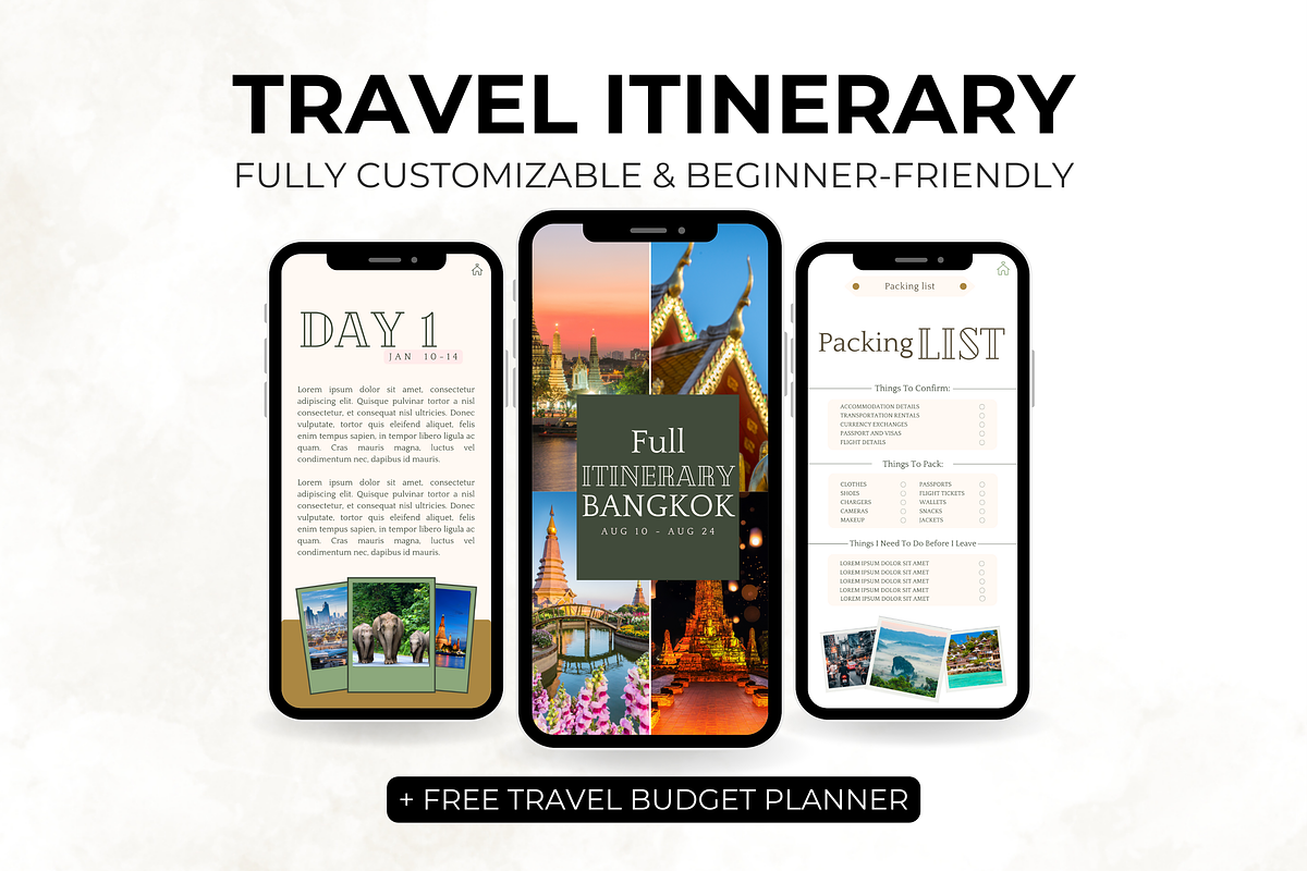 Travel Itinerary Template for Canva, a Templates & Theme by Digital By Nikoleta (Photo 1 of 9)