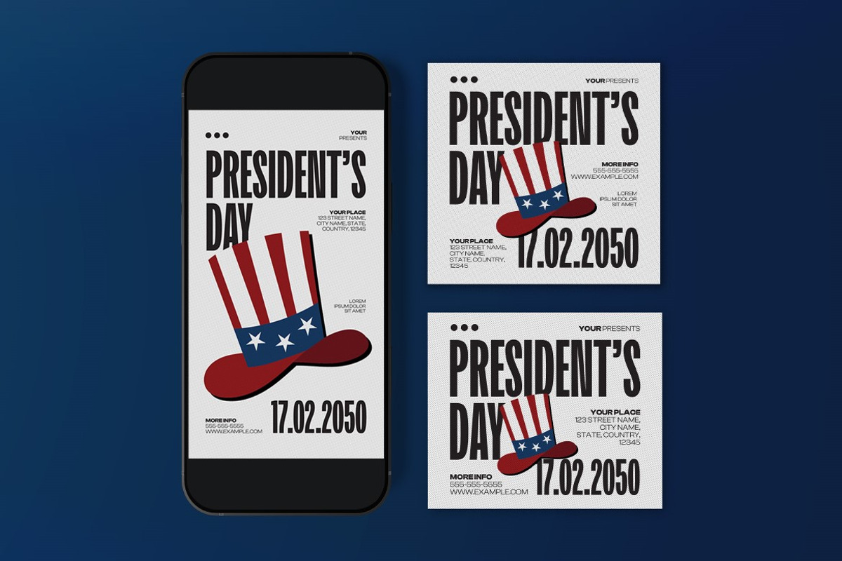 White Bold President's Day Flyer Set, a Flyer Template by graphicook (Photo 3 of 3)