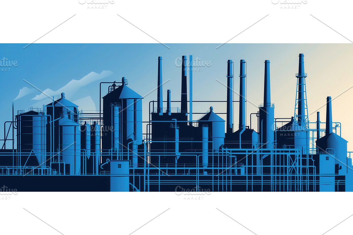 Industrial factory silhouette with, an Illustration by tilialucida