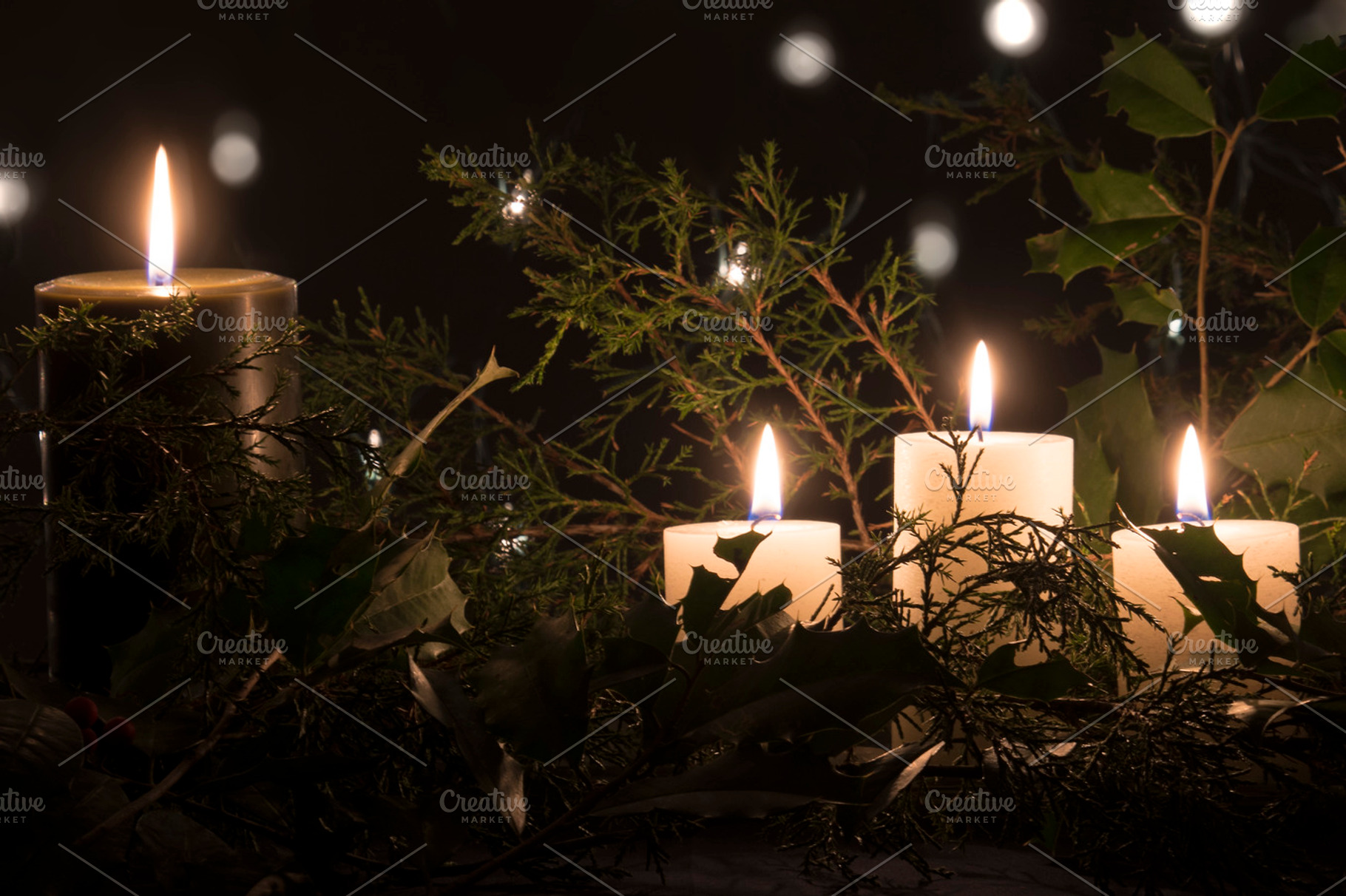 Holiday candles stock photo, a Holiday Photo by LisaKoubou
