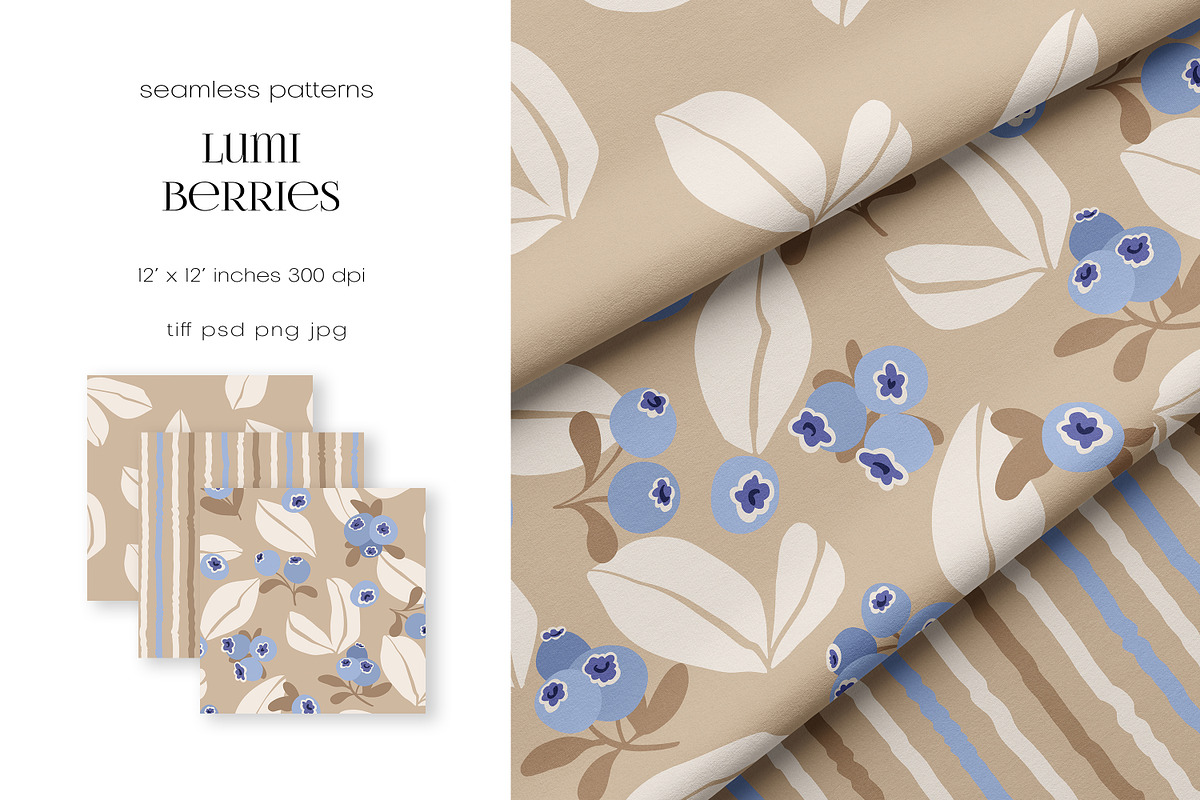 Lumi Berries Kids Seamless Patterns, a Pattern Graphic by PROTEA Watercolor Studio (Photo 3 of 9)