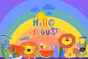 Lions With Watermelon in Frame, an Animal Illustration by Maria Starus (Thumbnail 1 of 3)