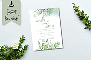 Green Leafy Wedding Invitation Card., an Invitation Template by TheSimplySereneShop (Thumbnail 2 of 7)