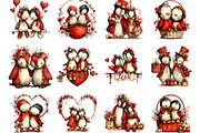 Whimsical Valentine Penguin Clipart, an Illustration by Designking (Thumbnail 3 of 5)