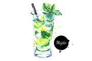 Cocktails Watercolor Vector Set, a Food Illustration by Elena Pimonova (Thumbnail 2 of 5)