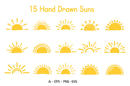 Hand Drawn Suns, an Illustration by PixMarket