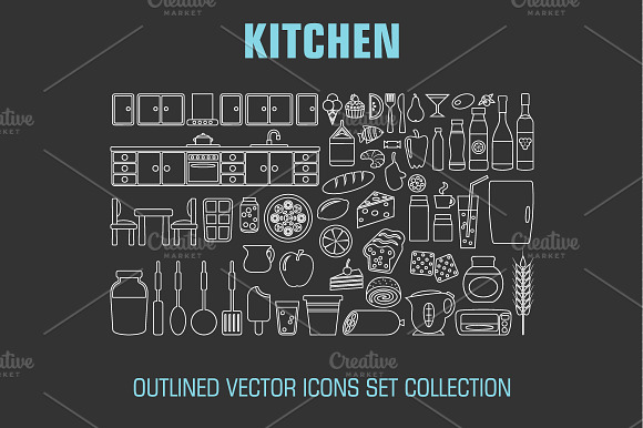 Outline Set Cooking And Food Icons