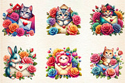 VALENTINE PEEKING ANIMAL CLIPART, an Illustration by DreamArtGraphic (Thumbnail 3 of 6)