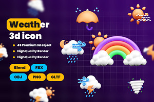 Weather 3d Illustration Icon Pack