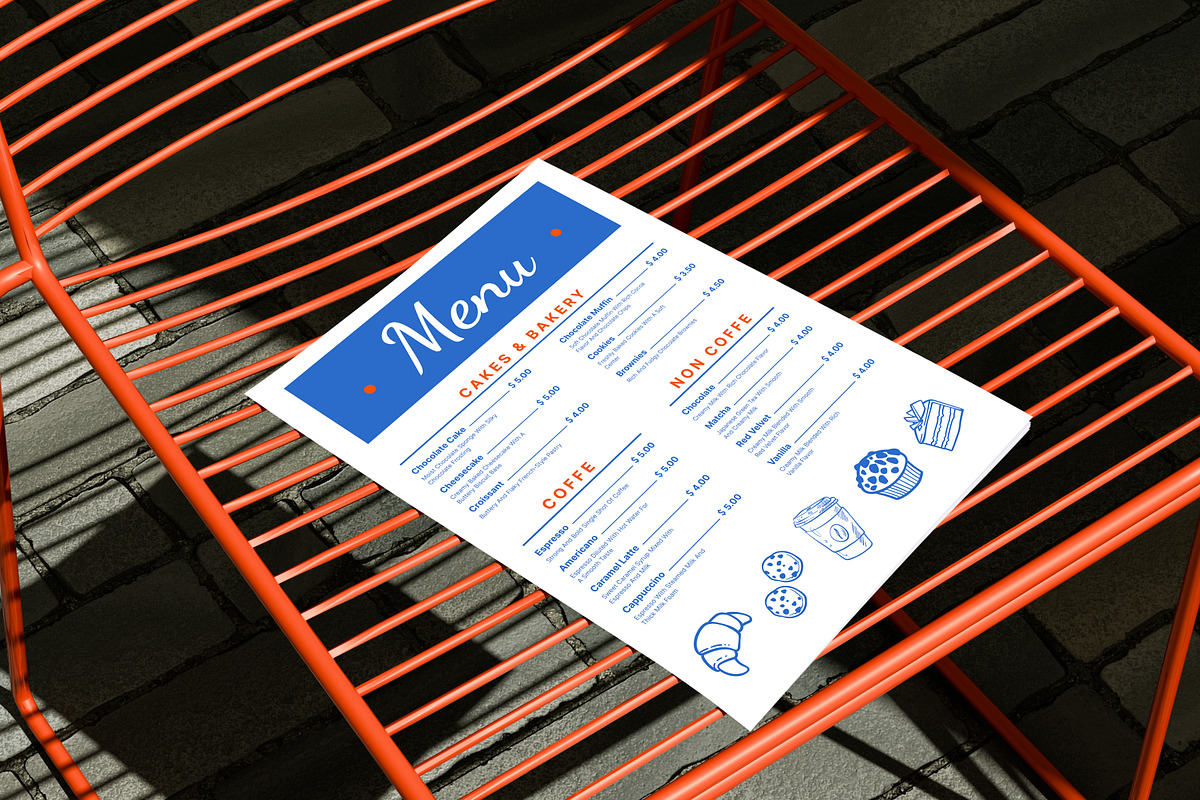 Menu On Chair Mockup, an Advertising Mockup by SLAB! Design (Photo 3 of 5)