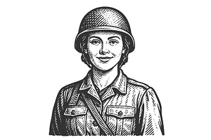 Female Soldier in Military Helmet, an Illustration by AlexArt