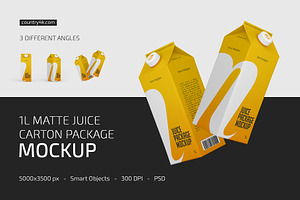 1L Juice Carton Package Mockup Set