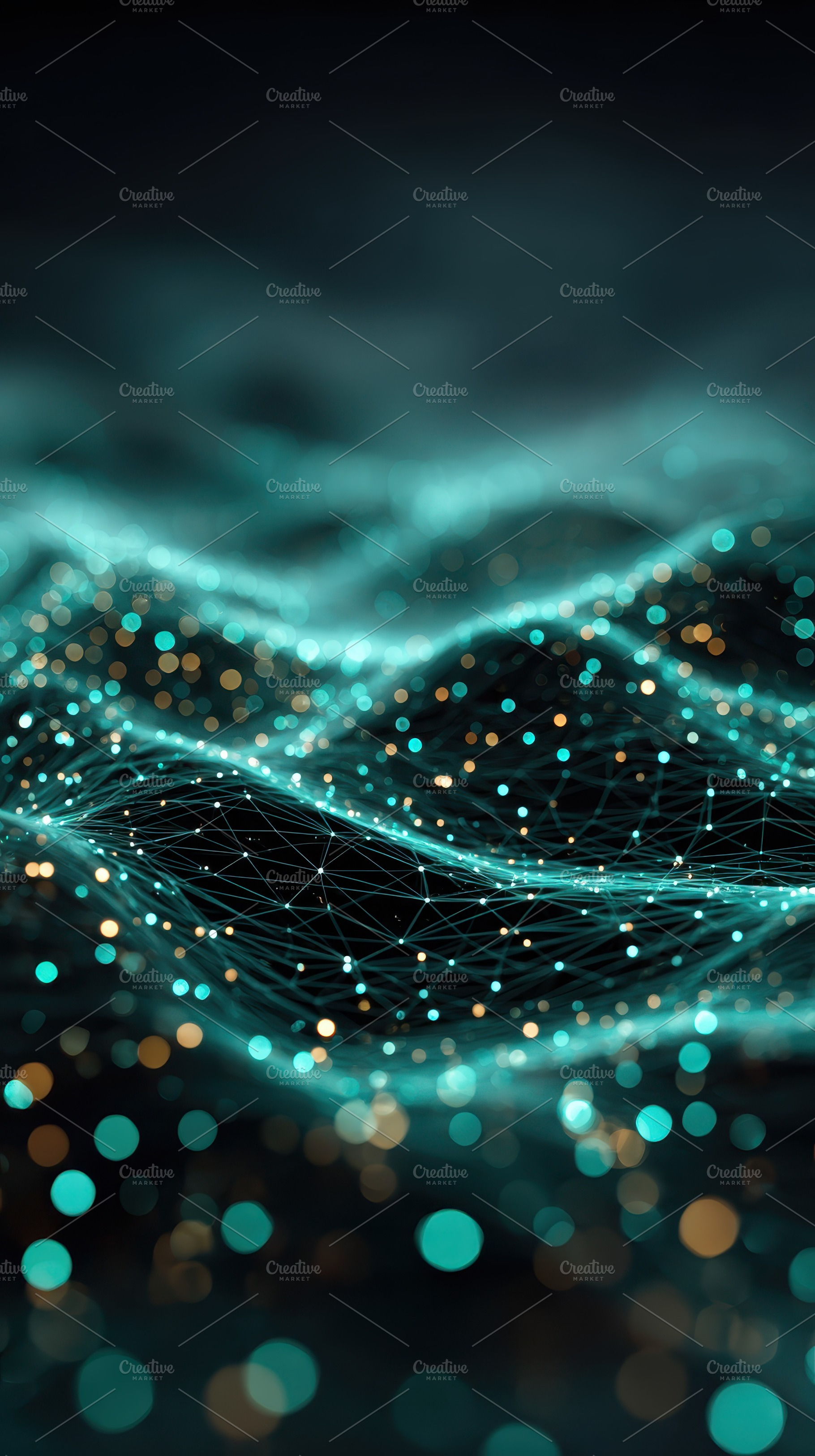 Teal and Gold Network Data Visualiza, a Photo by Pixeness Studio
