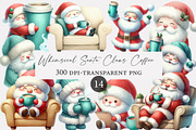 Whimsical Santa Claus & Coffee Clipa, an Illustration by Designworld (Thumbnail 1 of 4)