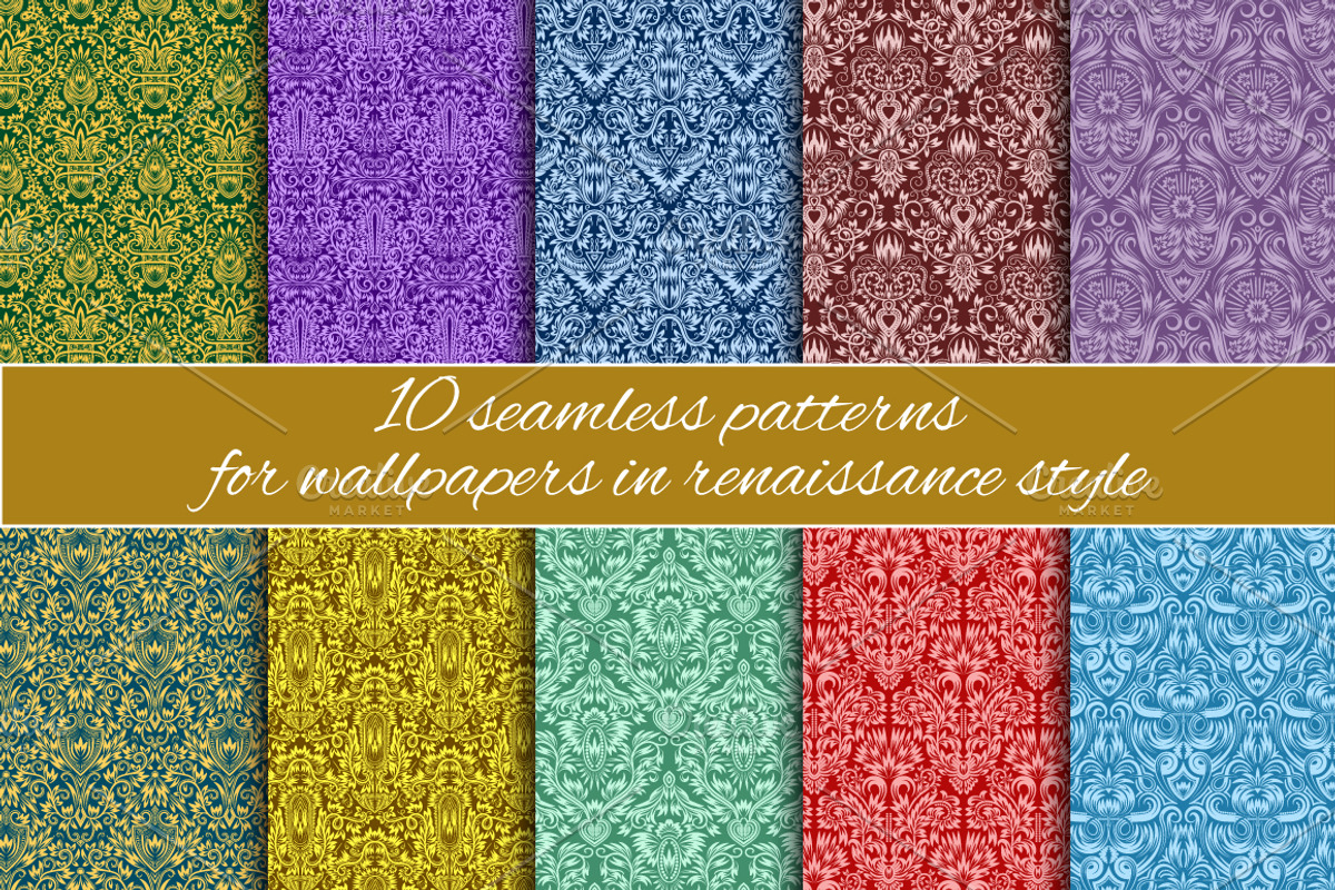 Renaissance seamless patterns set, a Pattern Graphic by Guten Tag Vector (Photo 1 of 3)