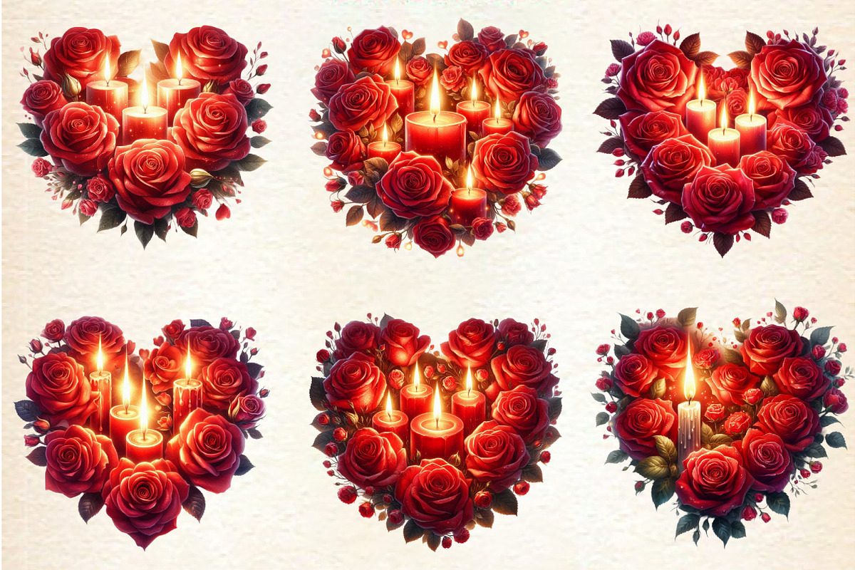 Valentine's Day Roses Heart Clipart, an Illustration by DreamArtGraphic (Photo 5 of 6)