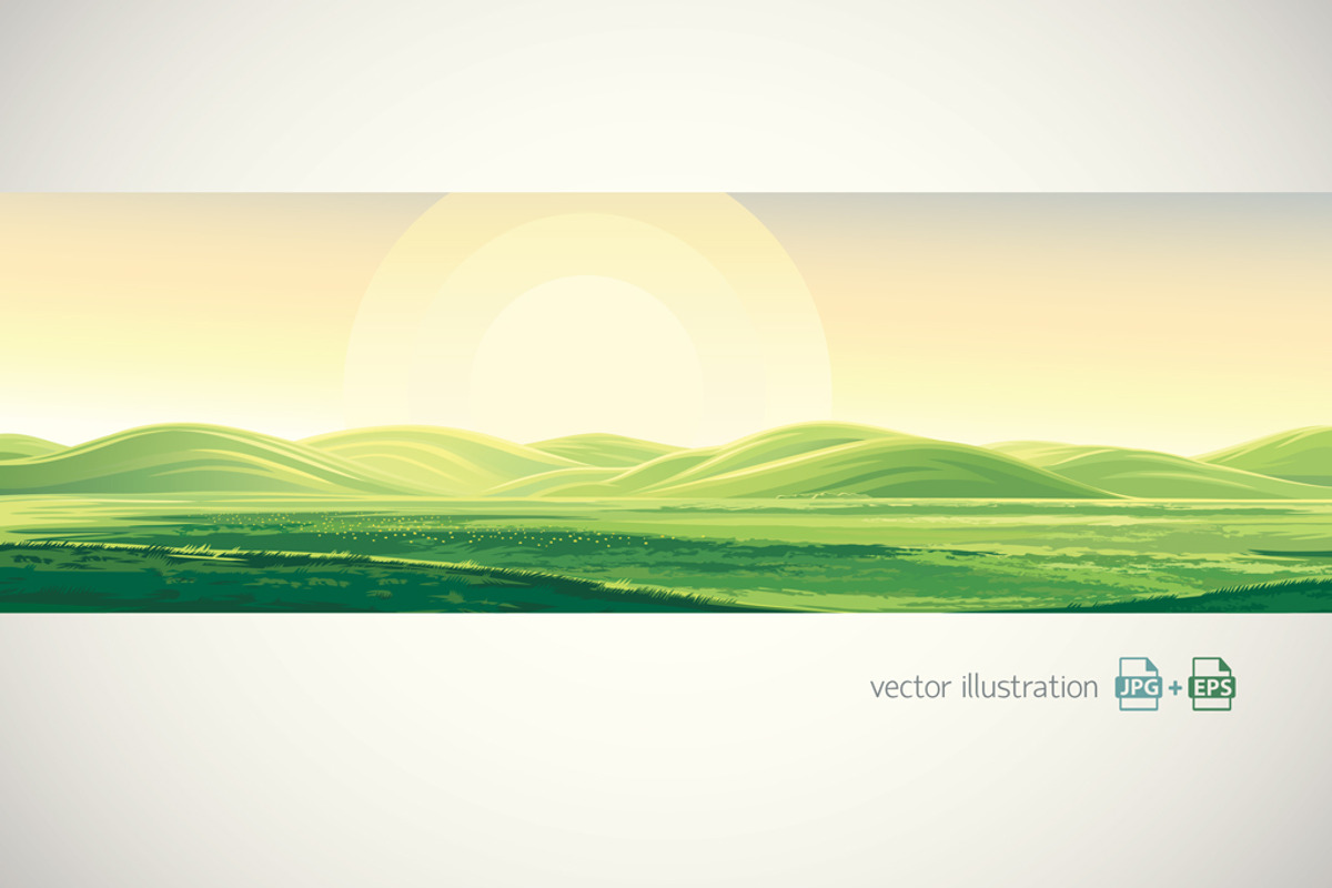 Summer landscape in panoramic format, a Seasonal Illustration by Countryside life (Photo 3 of 9)