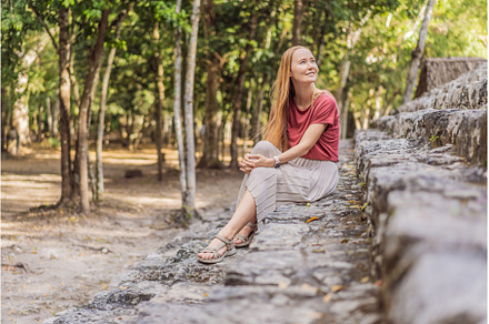 Woman tourist at Coba, Mexico, a Nature Photo by Elizaveta Galitskaya