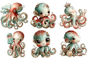 Whimsical Summer Octopus Clipart, an Illustration by DreamArtGraphic (Thumbnail 4 of 5)