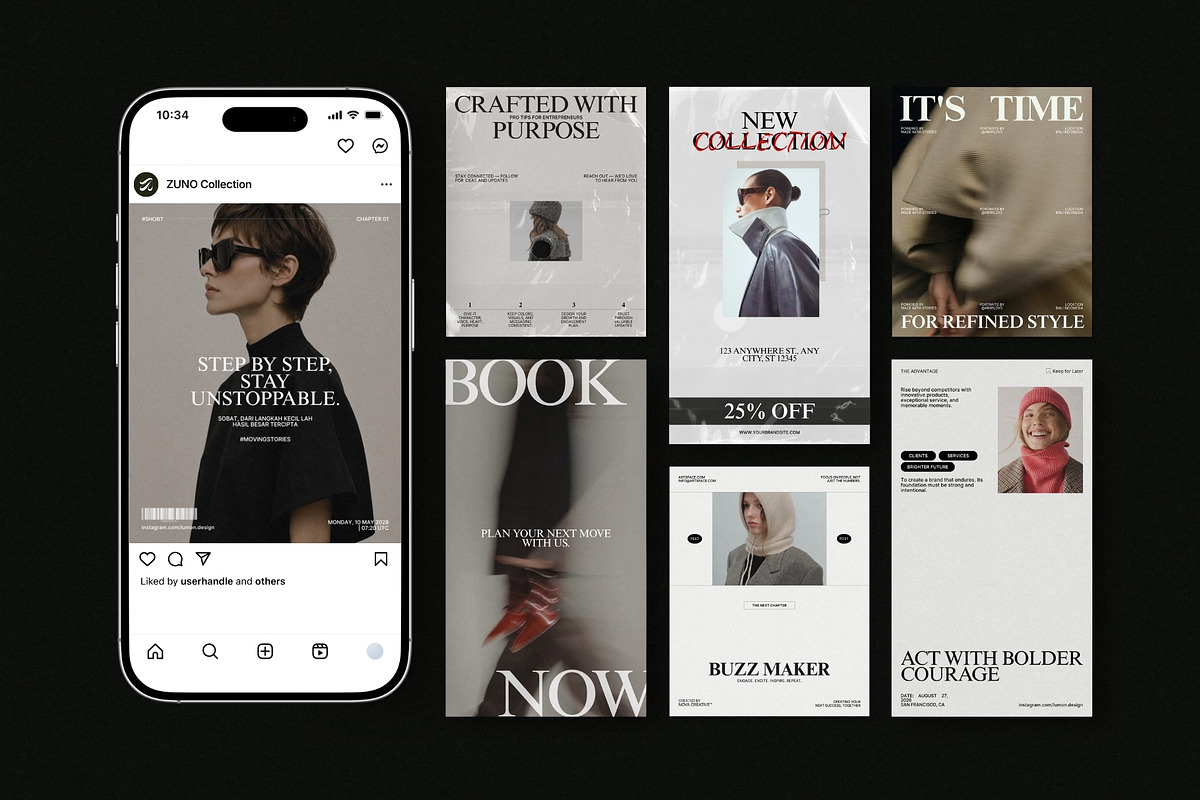 ZUNO | Instagram Post & Story (III), a Social Media Template by The Aesthetic Studio (Photo 1 of 10)