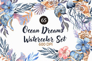 Ocean Dreams Watercolor Set, an Object Graphic by ViolettaKh (Thumbnail 1 of 7)