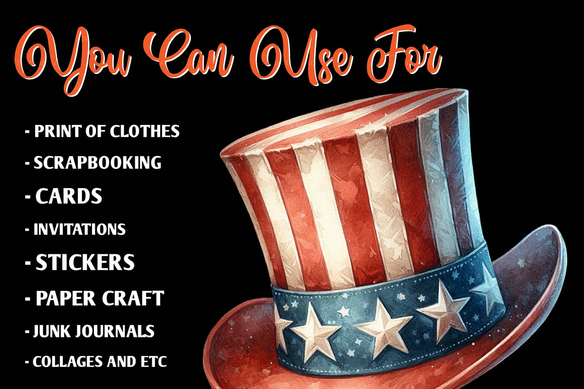 Watercolor Retro 4th of July Clipart, an Illustration by CreationArt (Photo 7 of 9)