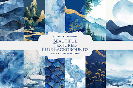 Beautiful Blue Textured Backgrounds, a Background Graphic by NadiaTheronArt