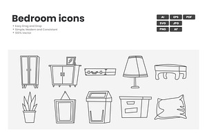 Bedroom Icon Pack, an Outline Icon by erifqizeicon