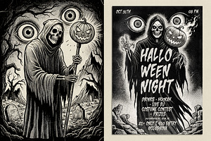 Vintage Halloween Night Poster
