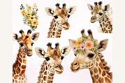 Watercolor Cute Giraffe  Clipart, an Animal Illustration by TimCanvaTemplate (Thumbnail 2 of 3)
