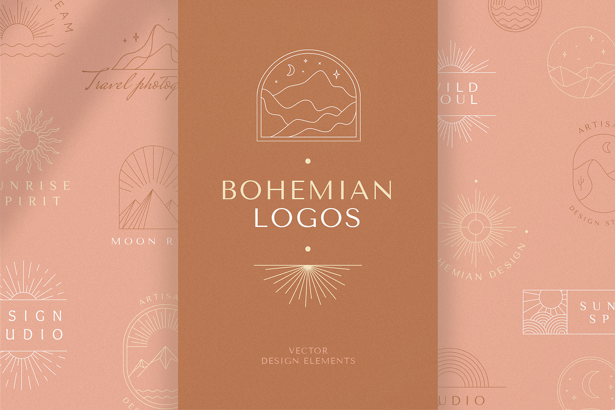 Bohemian logos - vector elements, a Graphic by venimo (Photo 1 of 7)