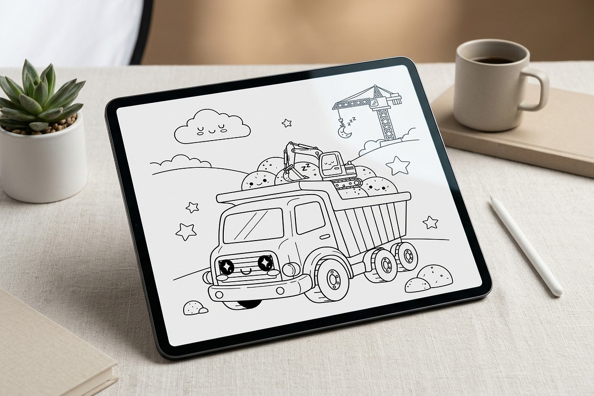 59 Truck Coloring Pages for Kids, a Transportation Illustration by ikarifq shop (Photo 4 of 5)