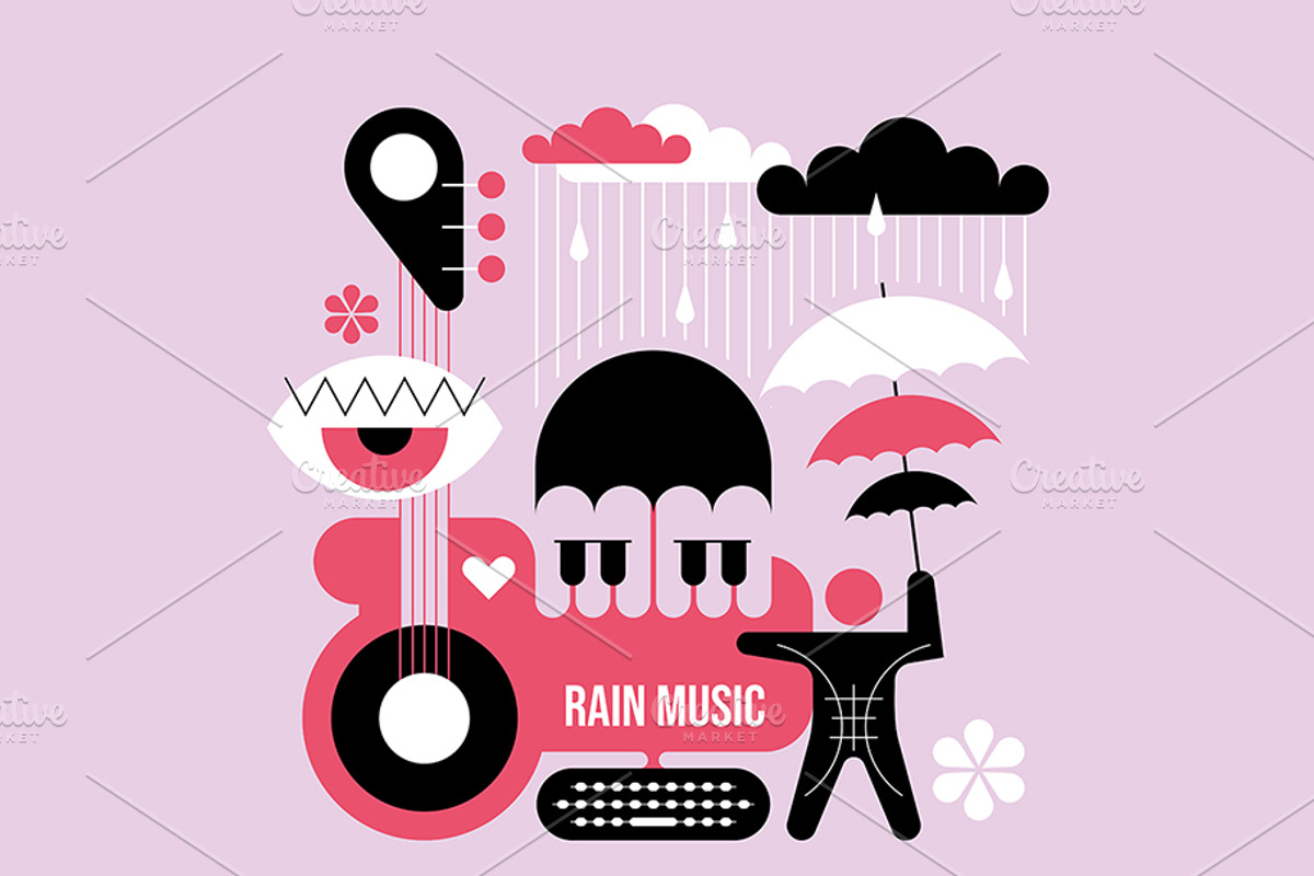 Rain Music Vector Flat Design, an Illustration by danjazzia (Photo 2 of 4)