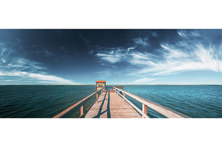 Wooden Pier For Fishing, Small House, a Nature Photo by Our Amazing World